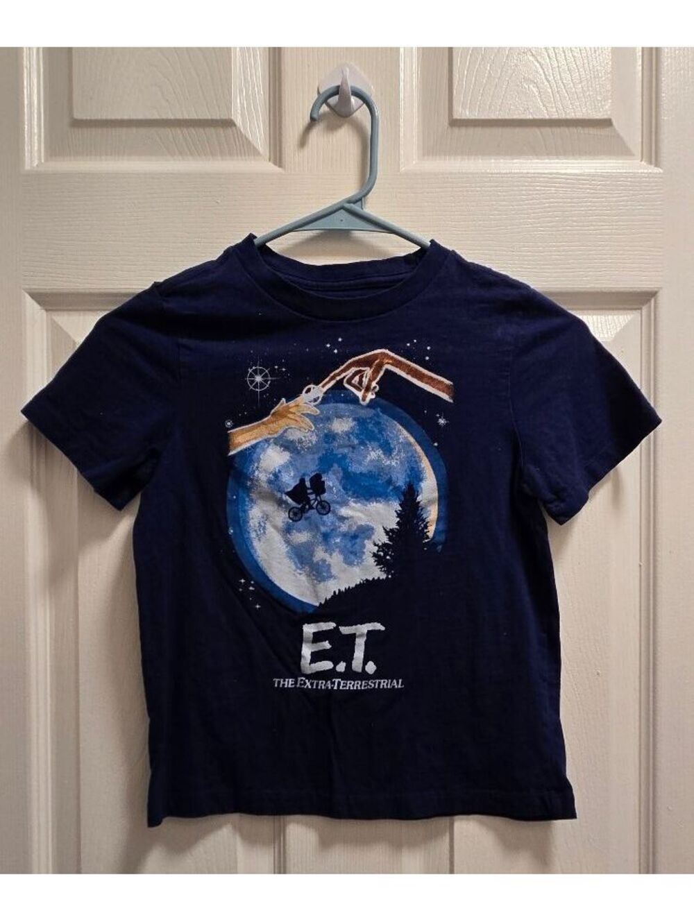 E.T. The Extra-Terrestrial Graphic T-Shirt Small 100% Cotton Navy Blue